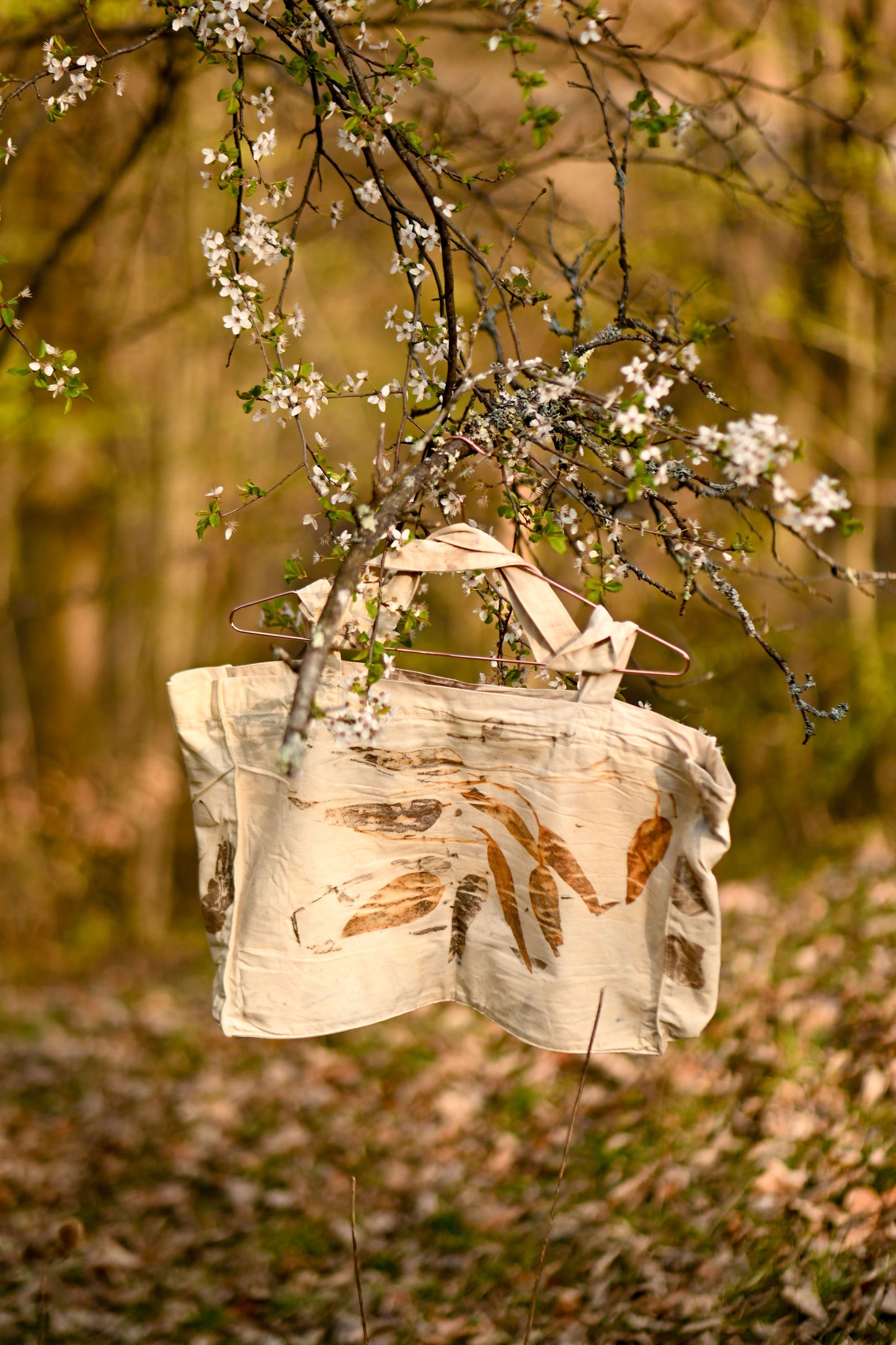 Universal Tote bag Eucalyptus – geantă unicat ecoprint | perfectimperfect – detaliu 5