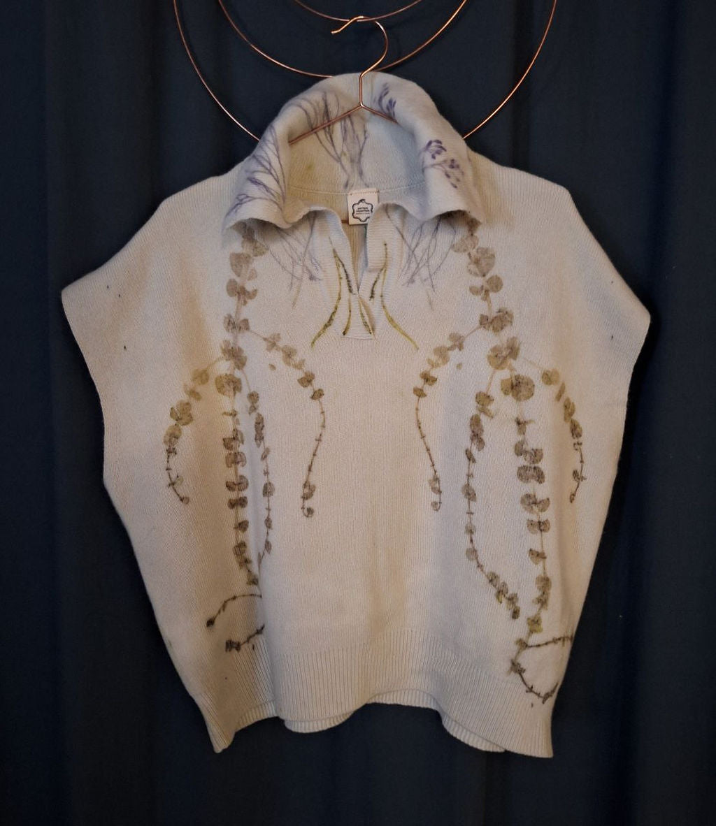 Eucalyptus 004 – Vestă lână Merino 100% – piesă unicat ecoprint | perfectimperfect – detaliu 3