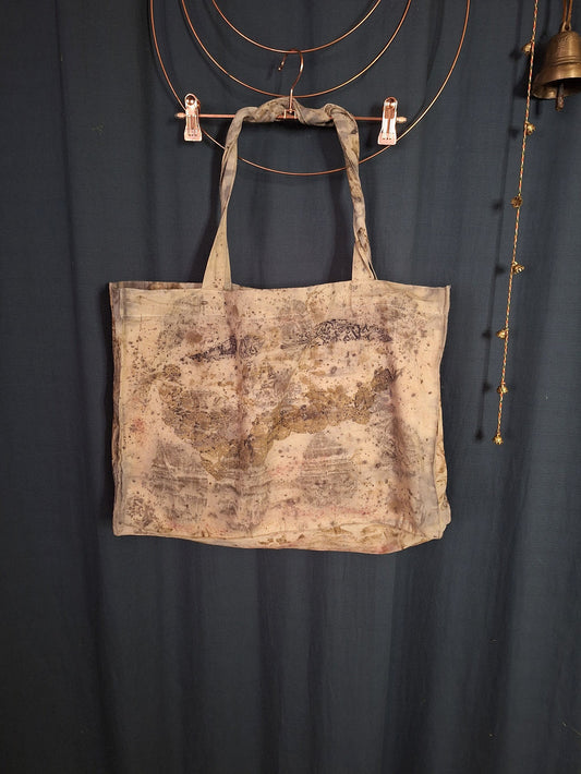 Universal Tote bag – geantă unicat ecoprint, imprimată manual cu frunze | perfectimperfect