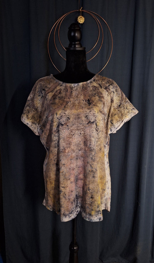 TANIN UNISEX – Tricou bumbac – piesă unicat ecoprint, imprimată manual cu frunze | perfectimperfect