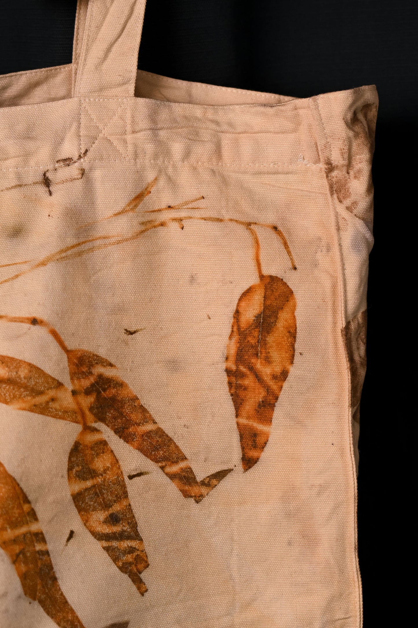 Universal Tote bag Eucalyptus – geantă unicat ecoprint | perfectimperfect – detaliu 4