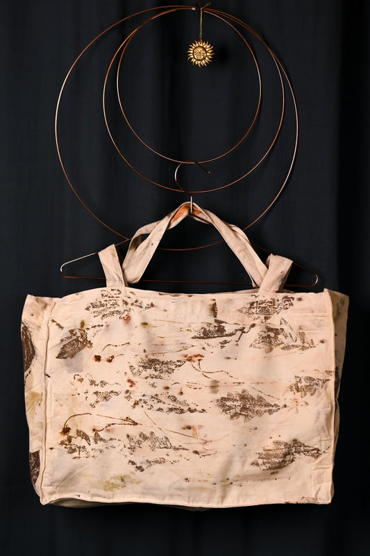 Universal Tote bag Stejar – geantă unicat ecoprint cu frunze de stejar | perfectimperfect